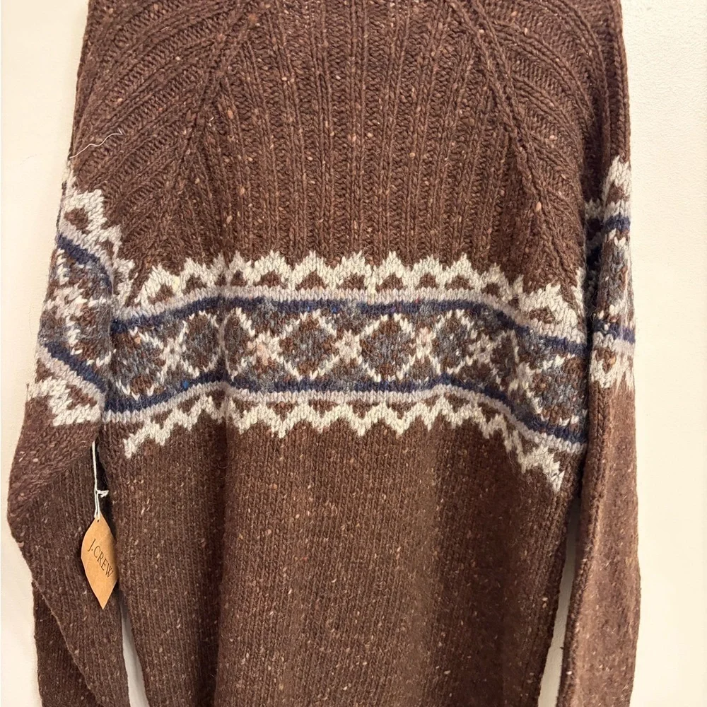 J.Crew men's medium vintage 100:/: wool brown pattern crew sweater nwt